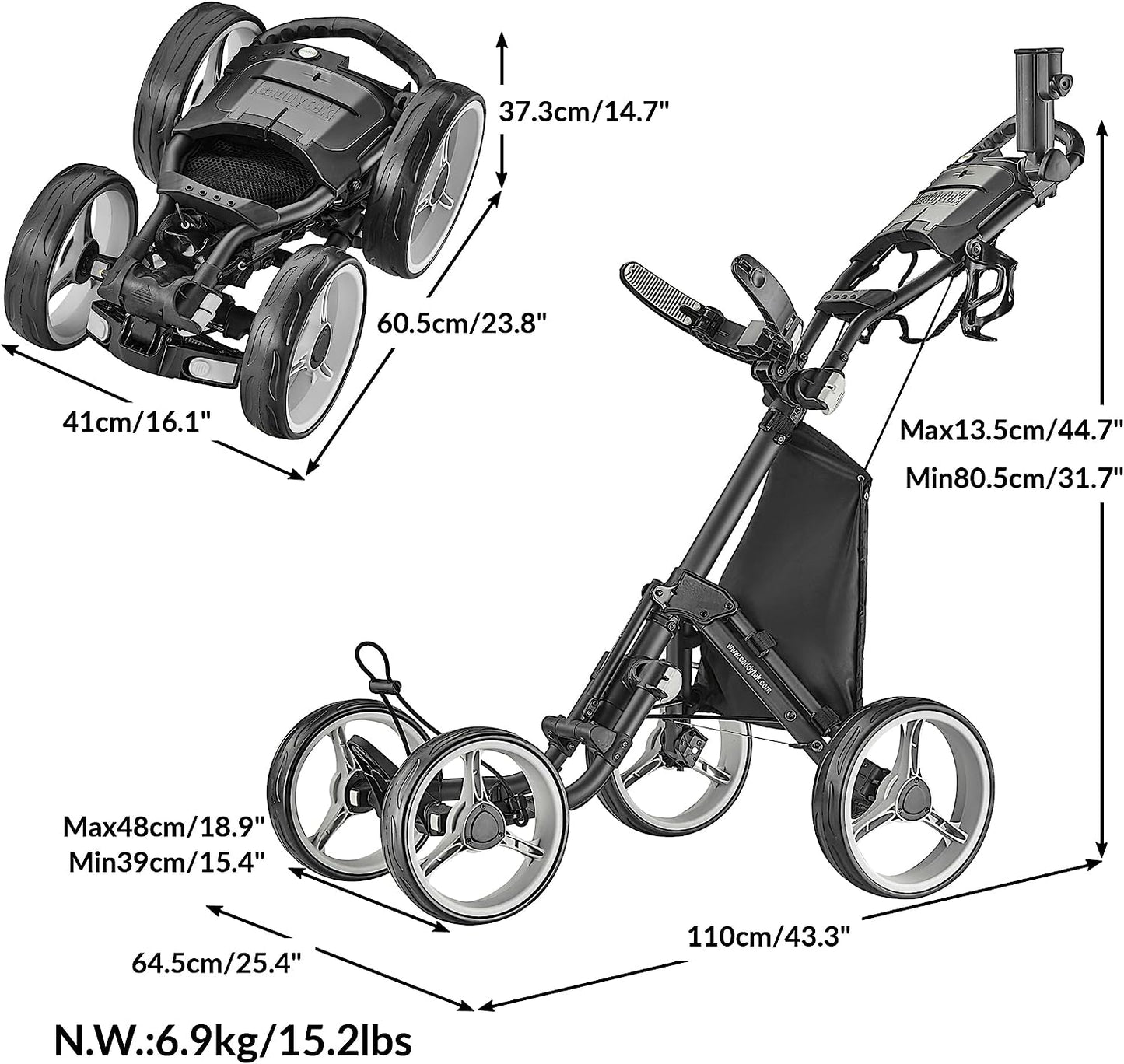 Open Box CaddyTek Explorer V8 - Superlite 4 Wheel Golf Push Cart