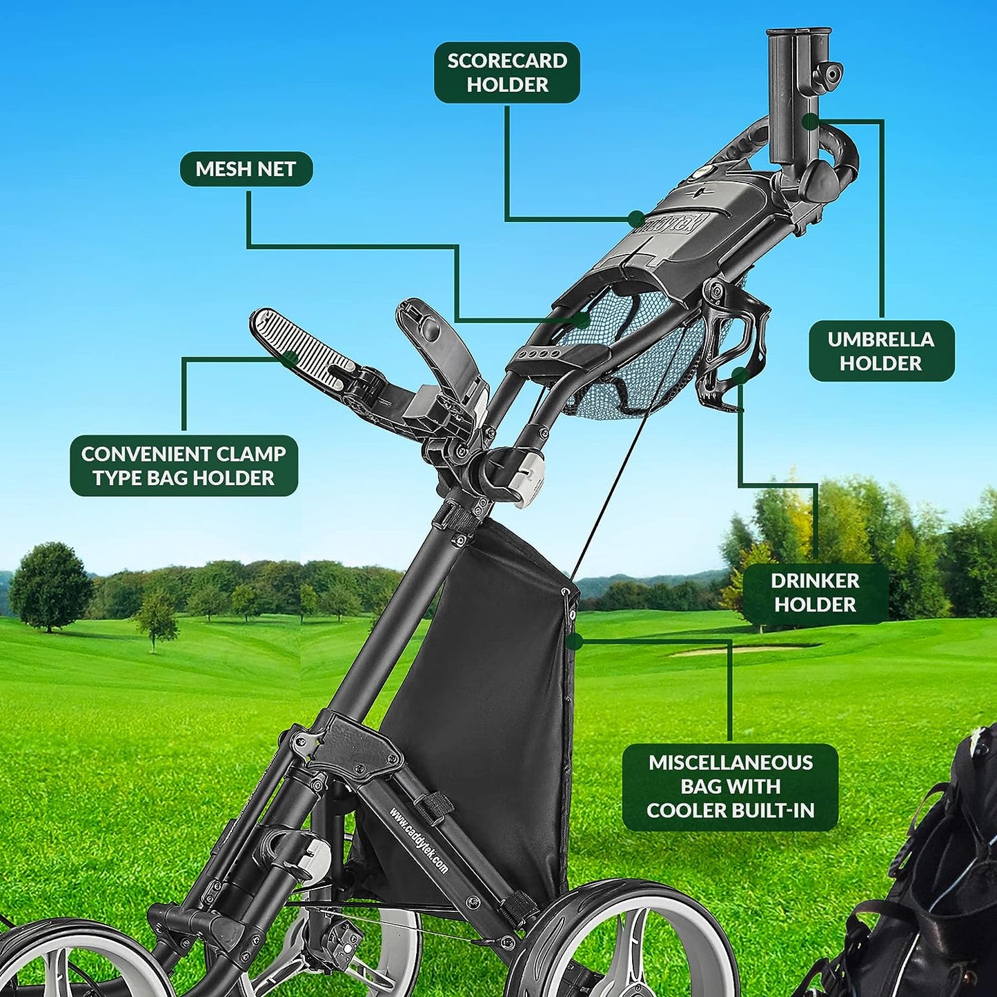 Open Box CaddyTek Explorer V8 - Superlite 4 Wheel Golf Push Cart