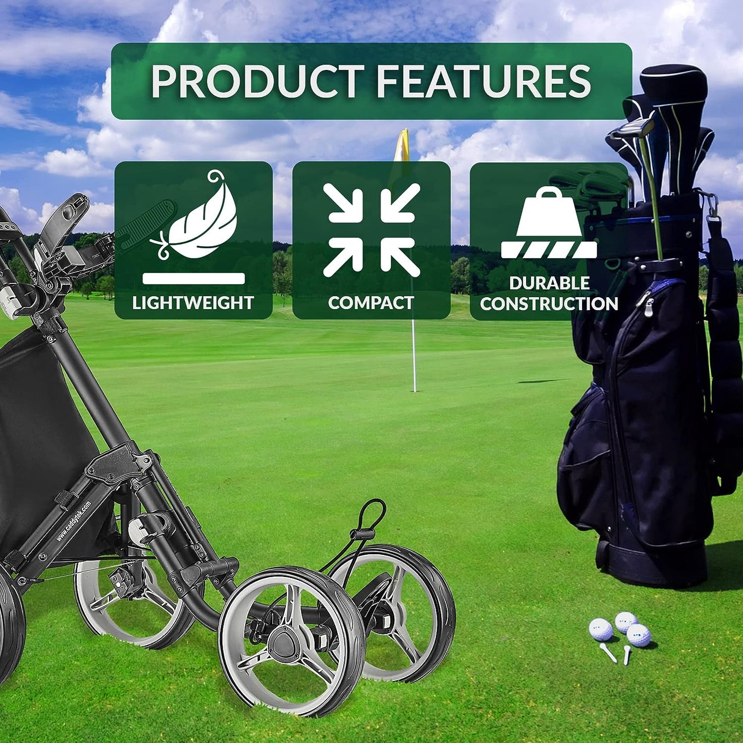 Open Box CaddyTek Explorer V8 - Superlite 4 Wheel Golf Push Cart