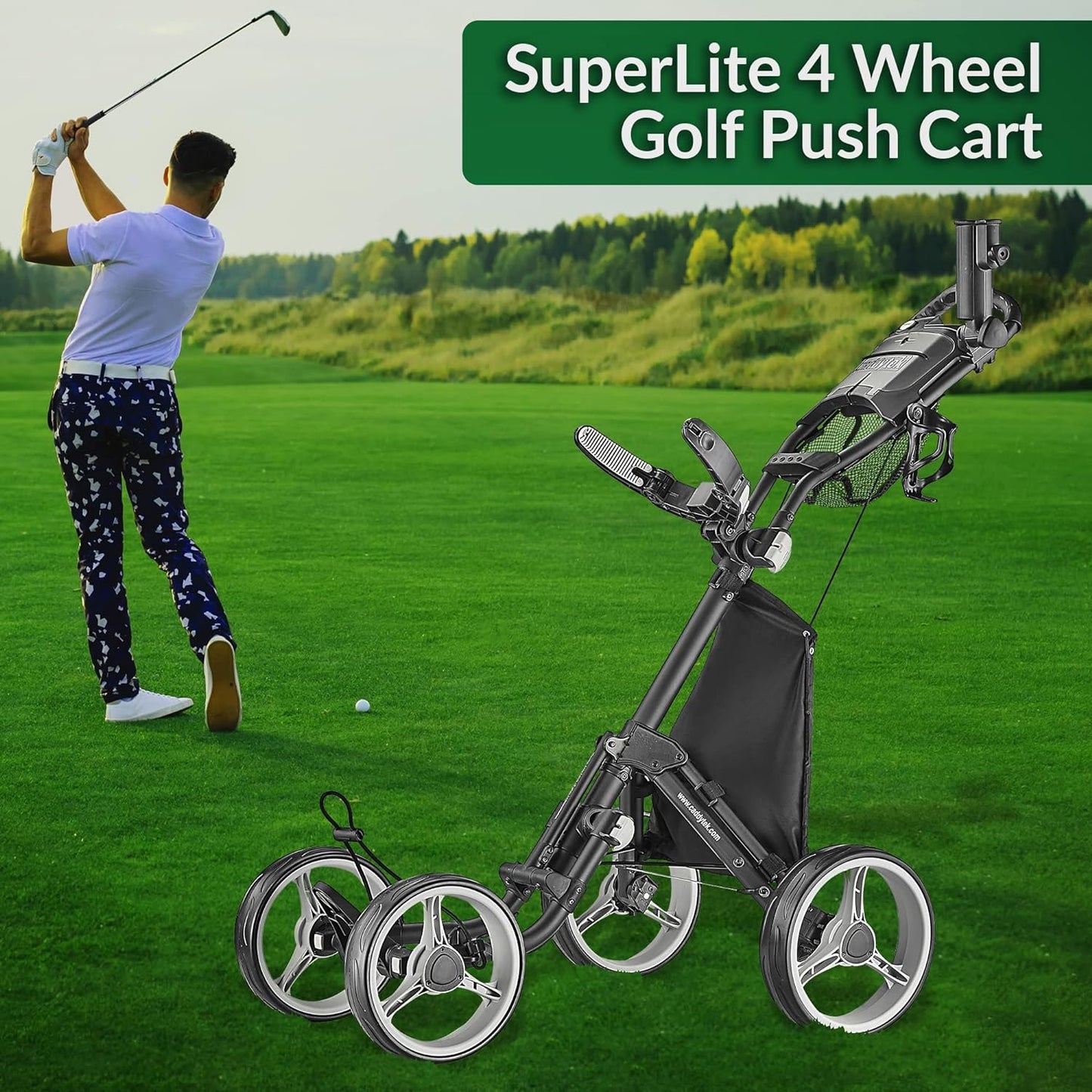 Open Box CaddyTek Explorer V8 - Superlite 4 Wheel Golf Push Cart