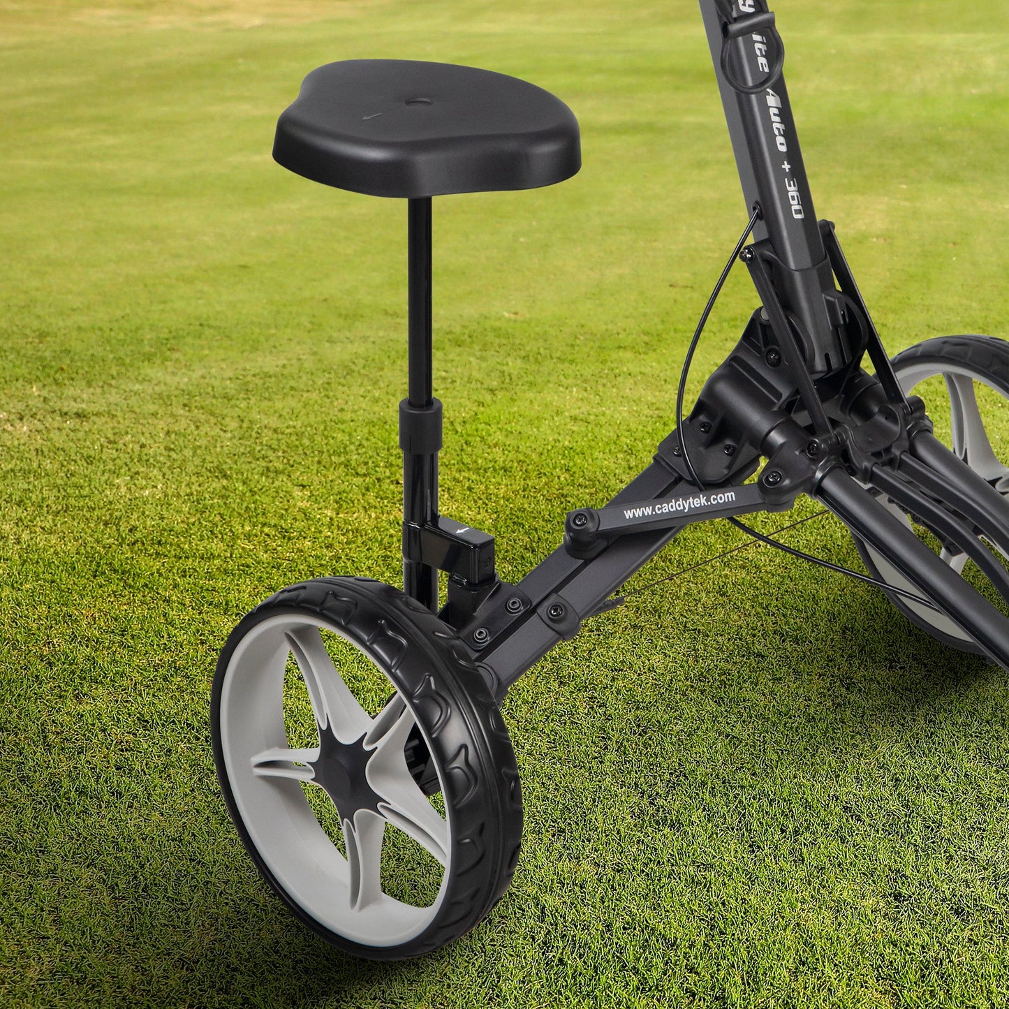 Open Box Caddytek 3 Wheel Golf Push Cart Auto+360 with Swivel Front Wheel