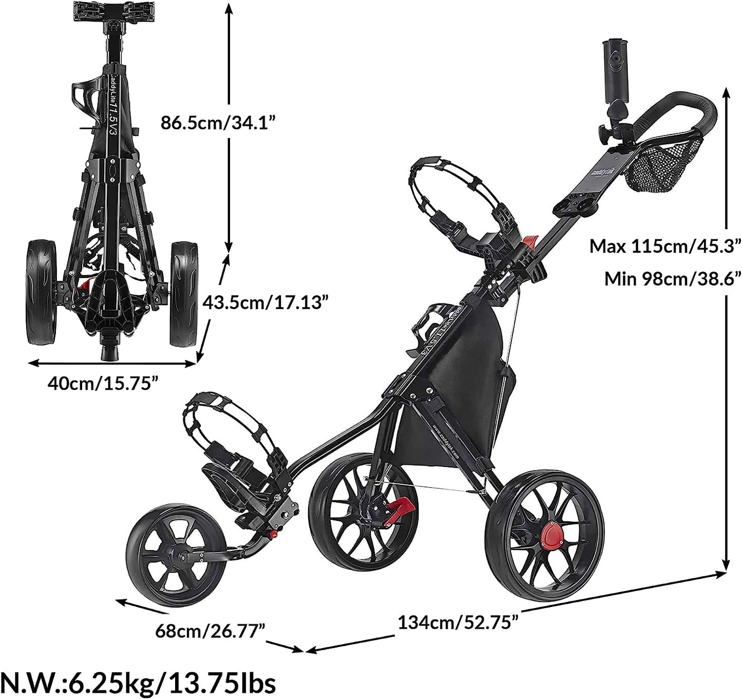 Open Box Caddytek CaddyLite 11.5 V3 3 Wheels push cart