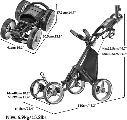 Open Box  CaddyTek Explorer V8 - Superlite 4 Wheel Golf Push Cart