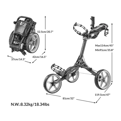 Caddytek CaddyLite Compact Semi-Auto Folding & Unfolding Golf Push Cart